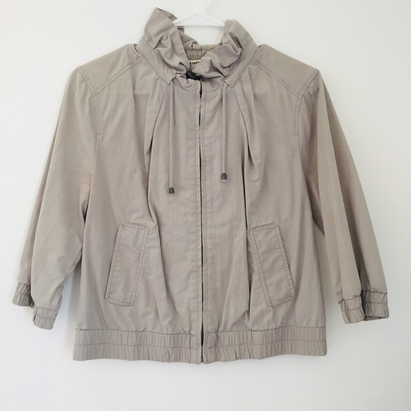 OLD NAVY Light Grey Cropped Jacket Ruffled Collar - Picture 6 of 7